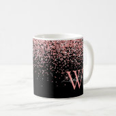 Mug Monogramme Pailleté Noir Rose (Devant droit)