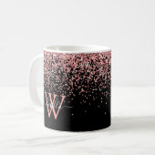 Mug Monogramme Pailleté Noir Rose (Devant gauche)