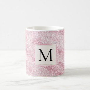 Mug Monogramme Pailleté Rose Blush
