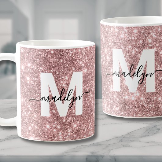 Mug Monogramme Pailleté Rose Gold