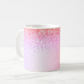 Mug Monogramme Pailleté Rose Gold Arc-en-Ciel Pastel V (Devant gauche)