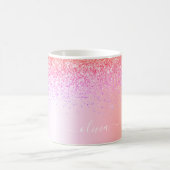 Mug Monogramme Pailleté Rose Gold Arc-en-Ciel Pastel V (Centre)