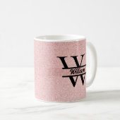 Mug Monogramme Pailleté Rose Gold | Étincelle Féminine (Devant droit)