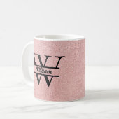 Mug Monogramme Pailleté Rose Gold | Étincelle Féminine (Devant gauche)