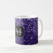 Mug Monogramme pailleté violet foncé ultra violet (Devant droit)