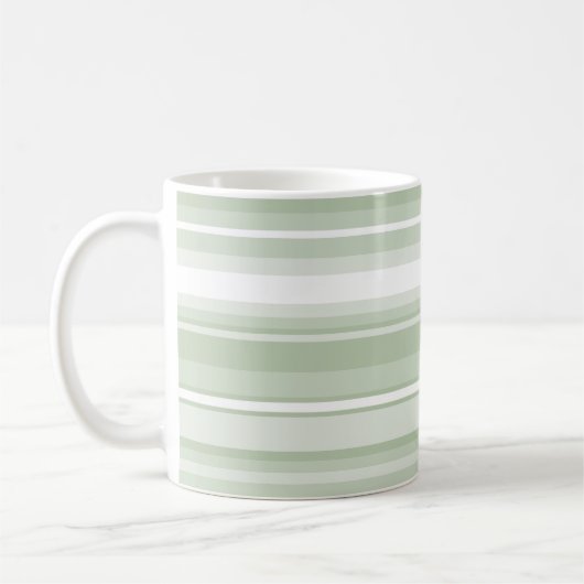 Mug Monogramme pâle - rayures vertes (Gauche)