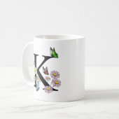 Mug Monogramme papillon aquarelle florale Lettre K (Devant gauche)