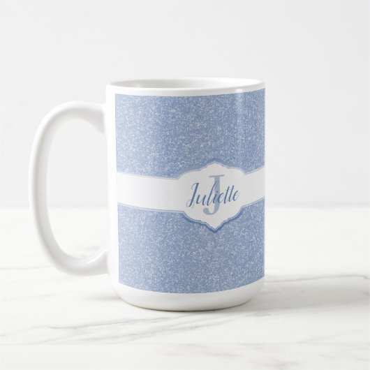 Mug Monogramme Parties scintillant bleu ciel (Gauche)