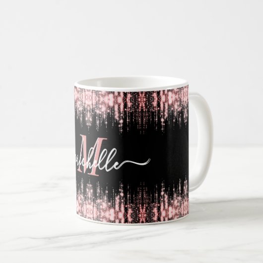 Mug Monogramme Parties scintillant Éperche Rose Gold G (Devant droit)
