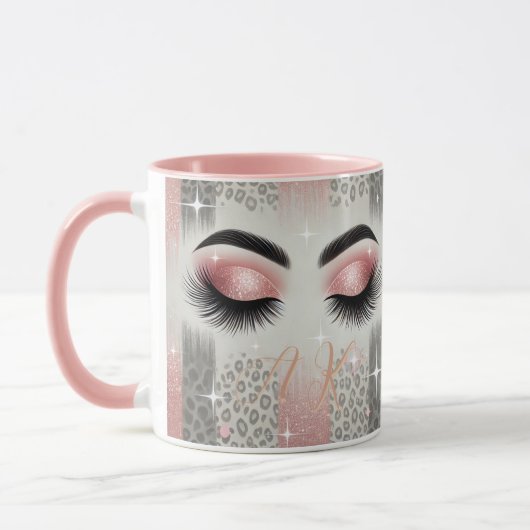 Mug Monogramme Parties scintillant rose cils (Gauche)