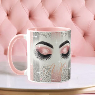 Mug Monogramme Parties scintillant rose cils