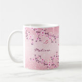 Mug Monogramme Parties scintillant rose Fleurs de ceri (Gauche)