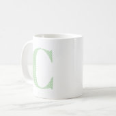 Mug Monogramme Pastel Vert et Blanc à Points (Devant gauche)