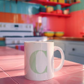 Mug Monogramme Pastel Vert et Blanc à Points