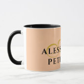 Mug Monogramme Peach Gold Black Nom Minimaliste Élégan (Gauche)