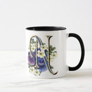 Mug Monogramme peint à la main d'initiale de pensée