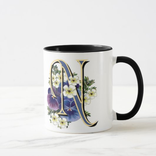 Mug Monogramme peint à la main d'initiale de pensée - (Droite)