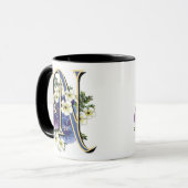 Mug Monogramme peint à la main d'initiale de pensée - (Devant gauche)