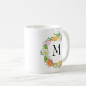 Mug Monogramme personnalisé, Aquarelle Tulipe rose (Devant droit)