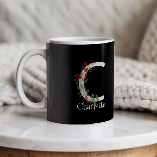 Mug Monogramme personnalisé avec flux sauvage d'aquare