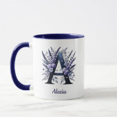 Mug Monogramme personnalisé avec initiale A florale No (Gauche)