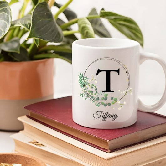 Mug Monogramme personnalisé avec initiale et nom flora