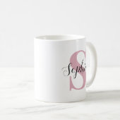 Mug Monogramme personnalisé avec initiale et nom perso (Devant droit)