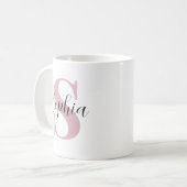 Mug Monogramme personnalisé avec initiale et nom perso (Devant gauche)