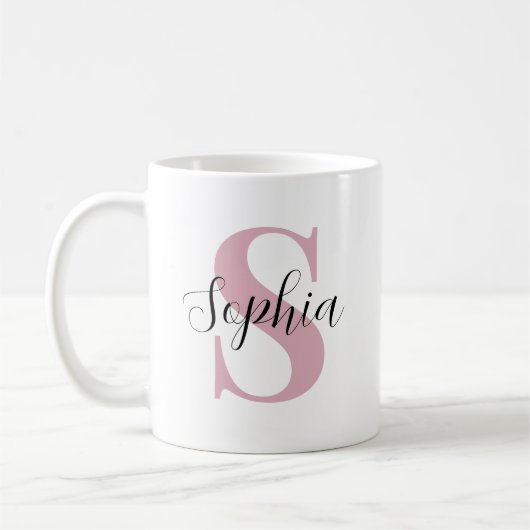 Mug Monogramme personnalisé avec initiale et nom perso (Gauche)
