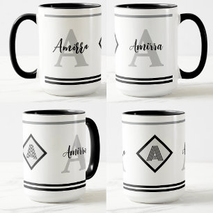 Mug monogramme personnalisé avec nom et cadeau ini