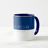 Mug Monogramme personnalisé bleu marine moderne Nom et (Devant droit)