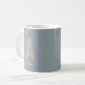 Mug Monogramme personnalisé bleu minimaliste (Devant gauche)