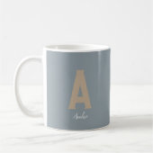 Mug Monogramme personnalisé bleu minimaliste (Gauche)