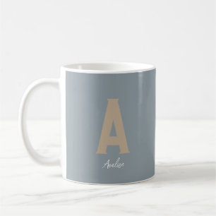 Mug Monogramme personnalisé bleu minimaliste