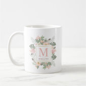 Mug Monogramme Personnalisé Boho Rose Rustique Or Rose (Gauche)