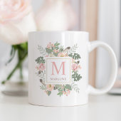 Mug Monogramme Personnalisé Boho Rose Rustique Or Rose
