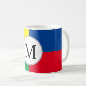 Mug Monogramme personnalisé Carré coloré initial (Devant droit)