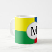 Mug Monogramme personnalisé Carré coloré initial (Devant gauche)