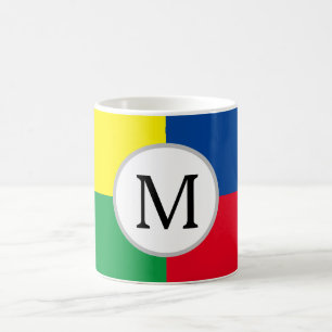 Mug Monogramme personnalisé Carré coloré initial