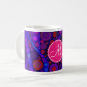 Mug Monogramme personnalisé Cercles Abstraits Mosaïque (Devant gauche)