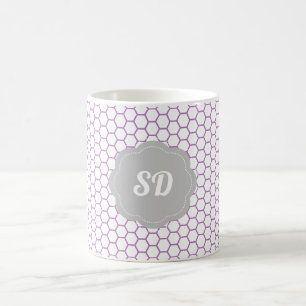 Mug Monogramme personnalisé Clair Purple Honeycomb