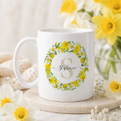 Mug Monogramme personnalisé de jonquille
