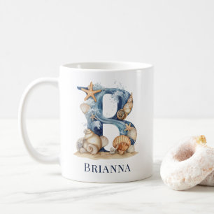 Mug Monogramme personnalisé de la côte initiale B Plag