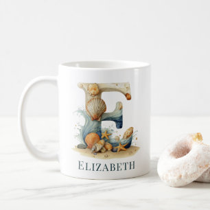 Mug Monogramme personnalisé de la côte initiale E Plag