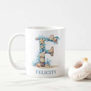 Mug Monogramme personnalisé de la côte initiale F Plag