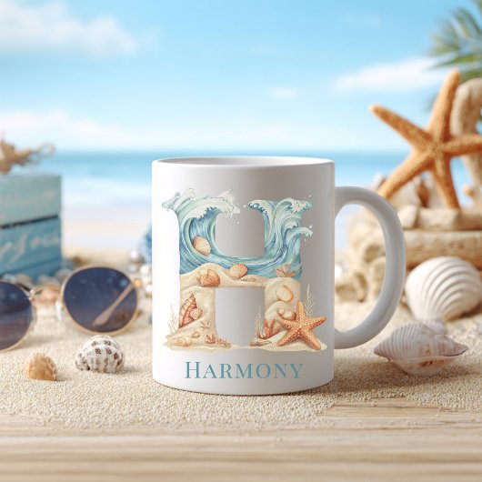 Mug Monogramme personnalisé de la côte initiale H Plag