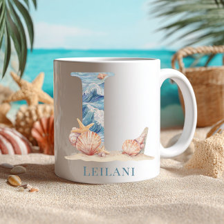Mug Monogramme personnalisé de la côte initiale L Plag