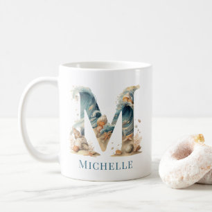 Mug Monogramme personnalisé de la côte initiale M Plag