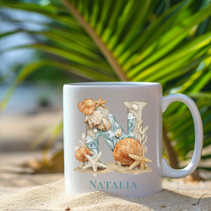 Mug Monogramme personnalisé de la côte initiale N plag