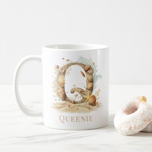 Mug Monogramme personnalisé de la côte initiale Q Plag (Avec donut)